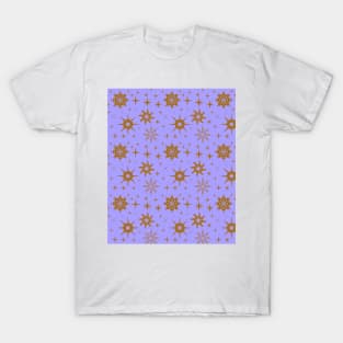 Golden snowflakes on purple winter pattern T-Shirt